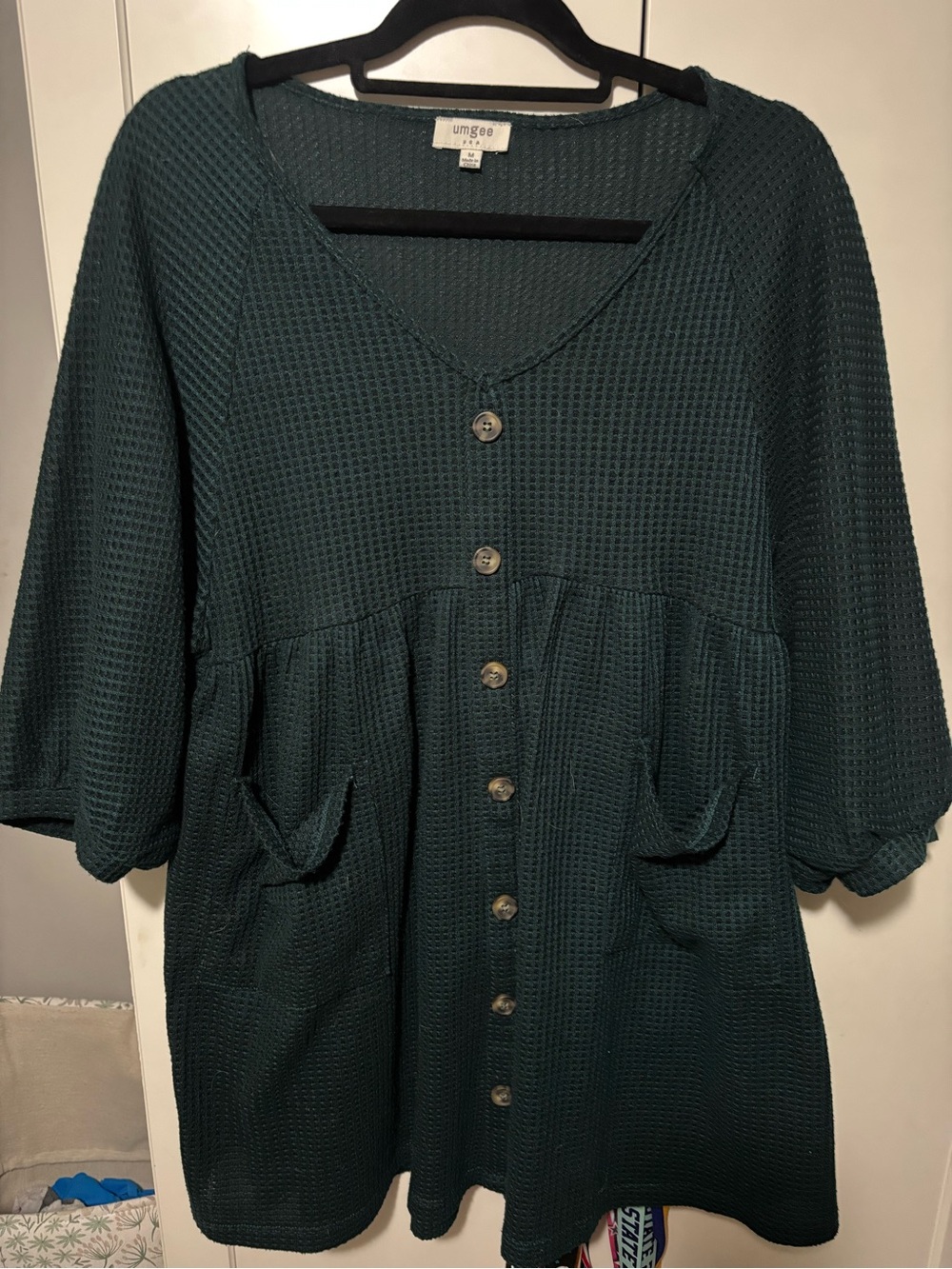 Umgee Teal Waffle Knit Top